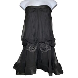 Alex Teih Womens Black Strapless Cocktail Dress Sz S Holiday Party Festive